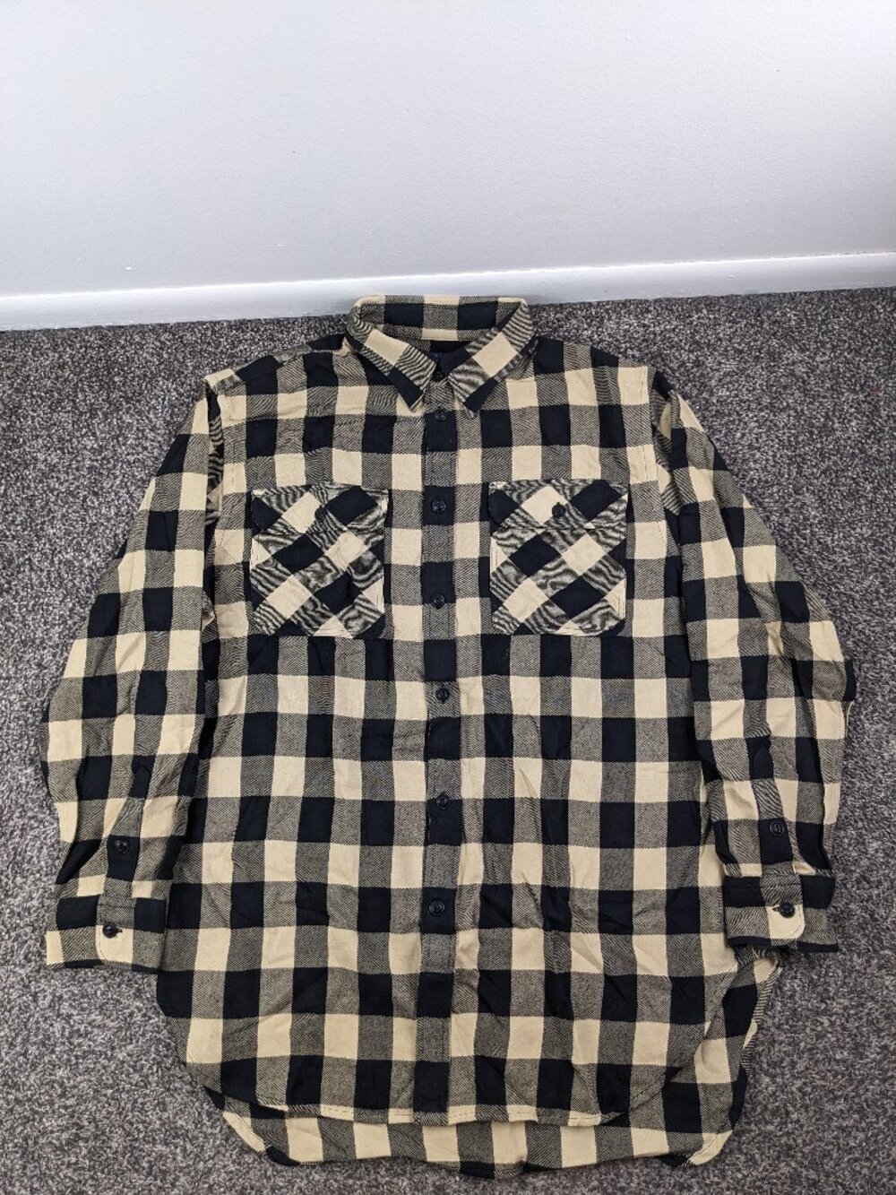 Polo Ralph Lauren Shirt Oversized Utility Flannel Buffalo Plaid Tan Womens Large